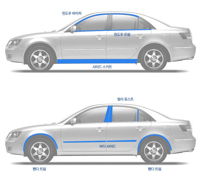 Стальные молдинги на окна дверей (низ) Kumchang Hyundai Sonata 2004-2010 no.15426