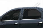 Стальные молдинги на окна дверей (низ) Omsa Line Renault Logan 2004-2012