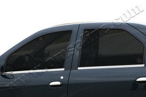 Стальные молдинги на окна дверей (низ) Omsa Line Renault Logan 2004-2012 ― Auto-Clover