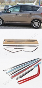 Стальные молдинги на окна дверей (низ) Omsa Line Ford C-Max 2010-2019