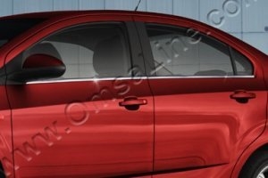 Стальные молдинги на окна дверей (низ) Omsa Line Chevrolet Aveo 2011-2019 ― Auto-Clover