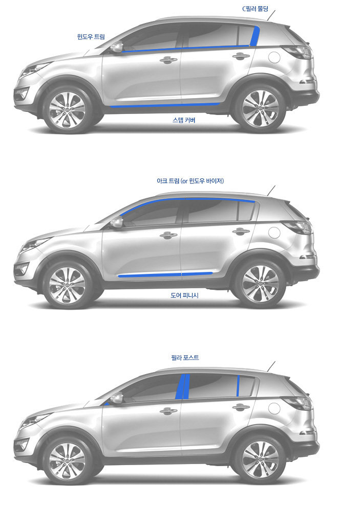 Стальные молдинги на окна дверей (верх) Kumchang KIA Sportage 2010-2015 no.15585