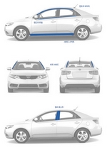 Стальные молдинги на стекла и крышу Kumchang KIA Cerato 2009-2012