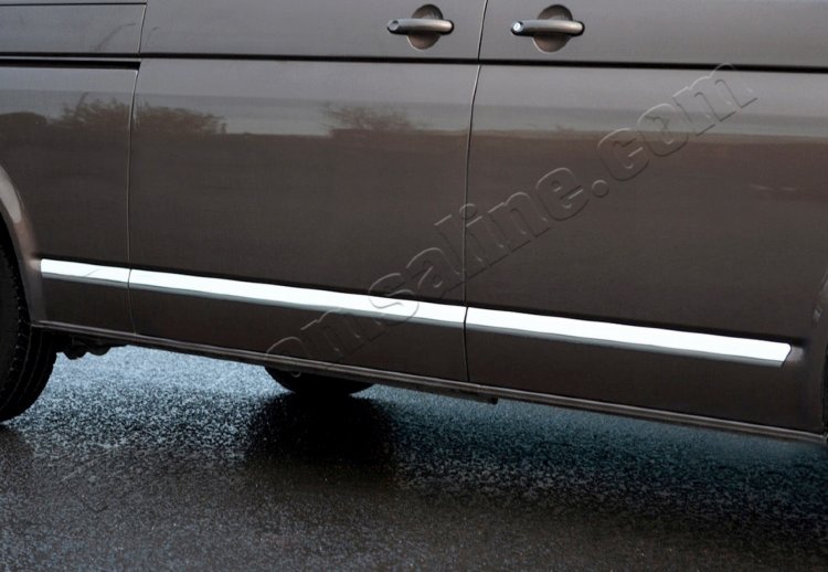 Стальные накладки на боковые двери (длинная база) Omsa Line Volkswagen Transporter T5 2003-2015 no.13896