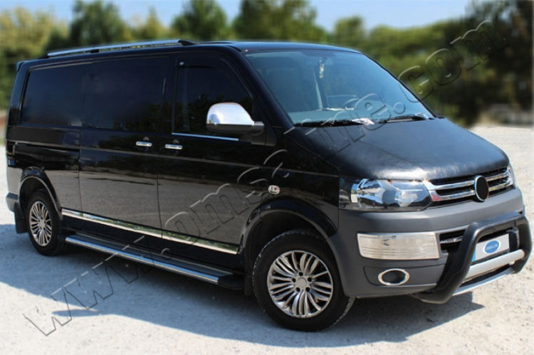 Стальные накладки на боковые двери (длинная база) Omsa Line Volkswagen Transporter T5 2003-2015 no.13896