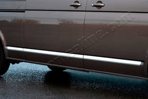 Стальные накладки на боковые двери (длинная база) Omsa Line Volkswagen Transporter T5 2003-2015 ― Auto-Clover