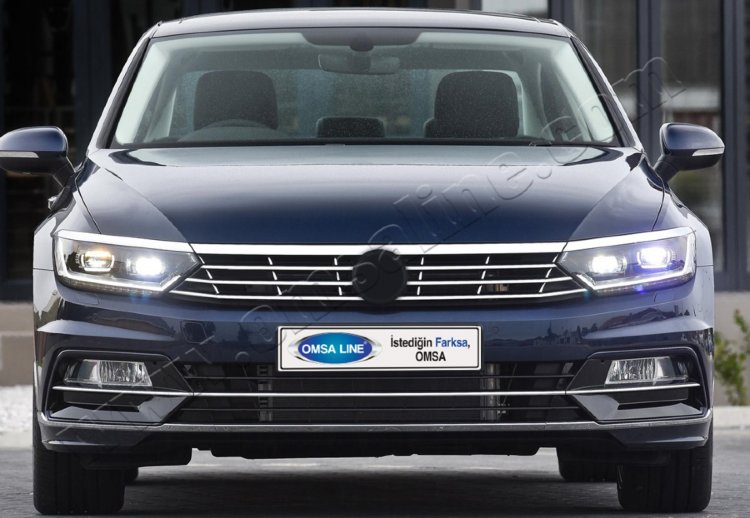 Стальные накладки на капот и фары Omsa Line Volkswagen Passat B8​ 2015-2019 no.5682