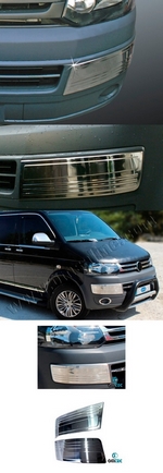 Стальные накладки на передний бампер Omsa Line Volkswagen Transporter T5 2003-2015