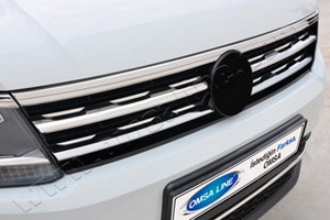 Стальные накладки на решетку радиатора (2 элемента) Omsa Line Volkswagen Tiguan II 2016-2019 ― Auto-Clover