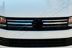 Стальные накладки на решетку радиатора (4 элемента) Omsa Line Volkswagen Transporter T6 2015-2019 ― Auto-Clover