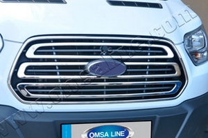 Стальные накладки на решетку радиатора (5 элементов) Omsa Line Ford Transit 2014-2019 ― Auto-Clover