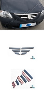 Стальные накладки на решетку радиатора (6 элементов) Omsa Line Renault Logan 2004-2012