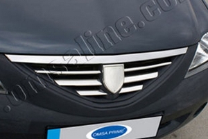 Стальные накладки на решетку радиатора (6 элементов) Omsa Line Renault Logan 2004-2012 ― Auto-Clover