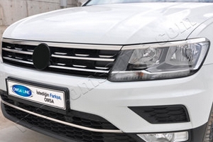 Стальные накладки на решетку радиатора и фары Omsa Line Volkswagen Tiguan II 2016-2019 ― Auto-Clover