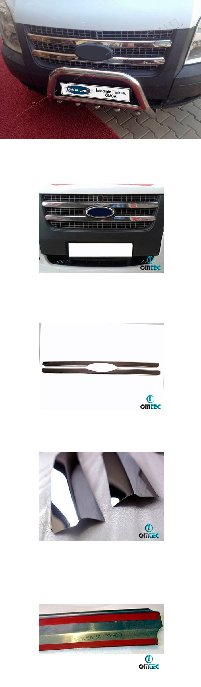 Стальные накладки на решетку радиатора Omsa Line Ford Transit 2006-2013 no.13686
