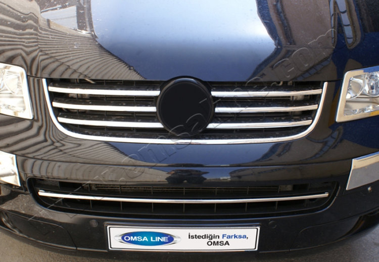 Стальные накладки на решетку радиатора Omsa Line Volkswagen Transporter T5 2003-2015 no.13874
