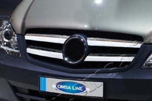 Стальные накладки на решетку радиатора (широкие) Omsa Line Mercedes-Benz Vito W639 2003-2014 ― Auto-Clover