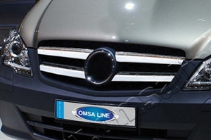 Стальные накладки на решетку радиатора (узкие) Omsa Line Mercedes-Benz Vito W639 2003-2014 ― Auto-Clover