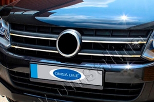 Стальные накладки на решетку радиатора узкие Omsa Line Volkswagen Amarok 2010-2019 ― Auto-Clover