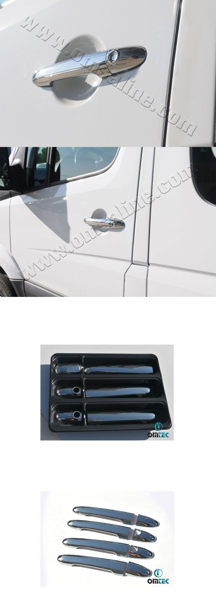 Стальные накладки на ручки дверей (4 двери) Omsa Line Volkswagen Crafter 2006-2019 no.13797