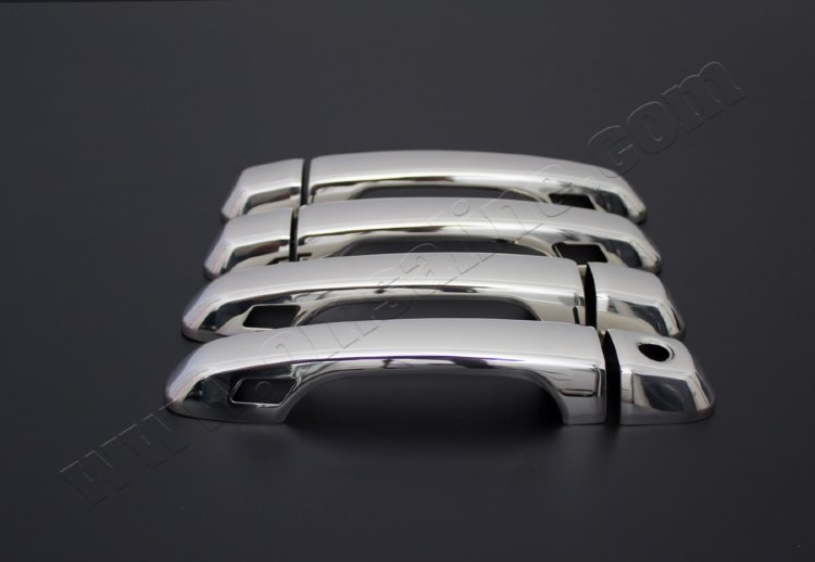 Стальные накладки на ручки дверей (смарт-ключ) Omsa Line Toyota Land Cruiser 200 2007-2019 no.8949