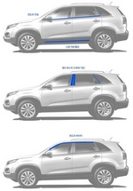 Стальные накладки на стойки дверей Kumchang KIA Sorento 2009-2012