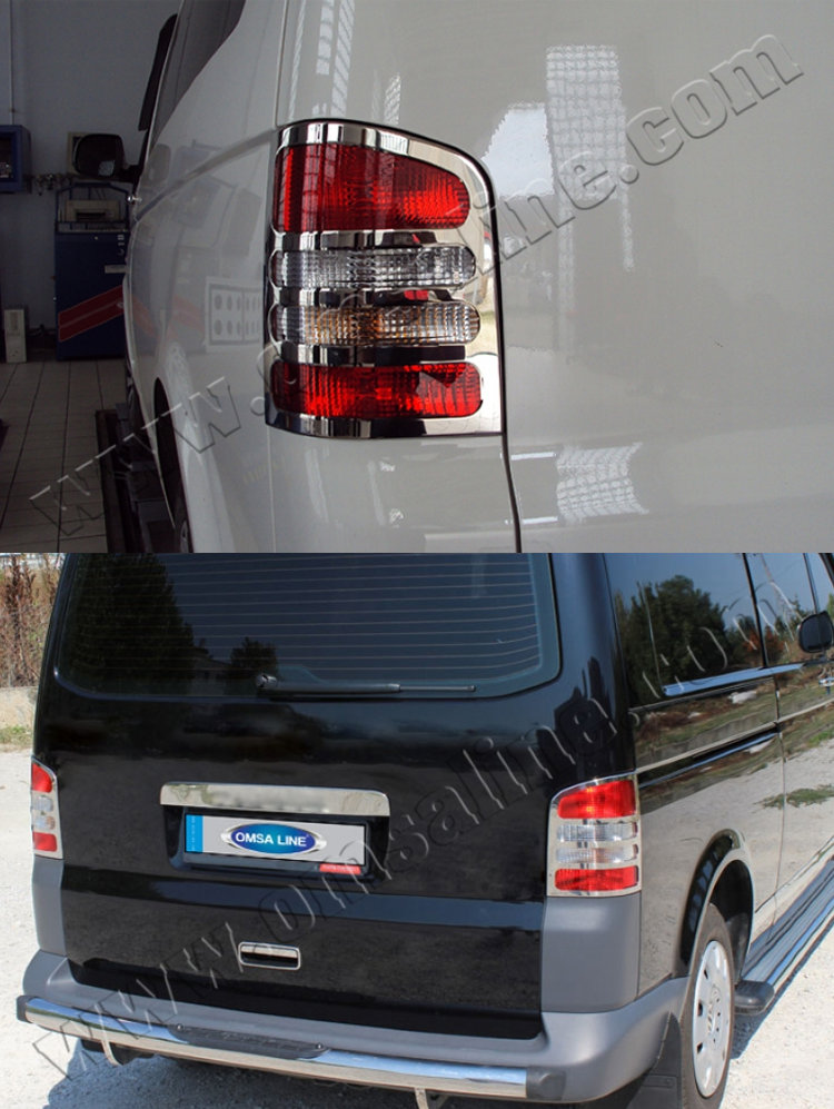Стальные накладки на задние фонари (1 дверь) Omsa Line Volkswagen Transporter T5 2003-2015 no.13872
