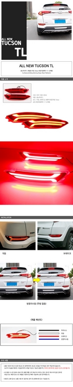 Светодиодные рефлекторы заднего бампера (3 режима) DKmotion Hyundai Tucson 2015-2019