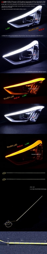 Светодиодные реснички в передние фары (один режим) exLed Hyundai Santa Fe 2012-2018