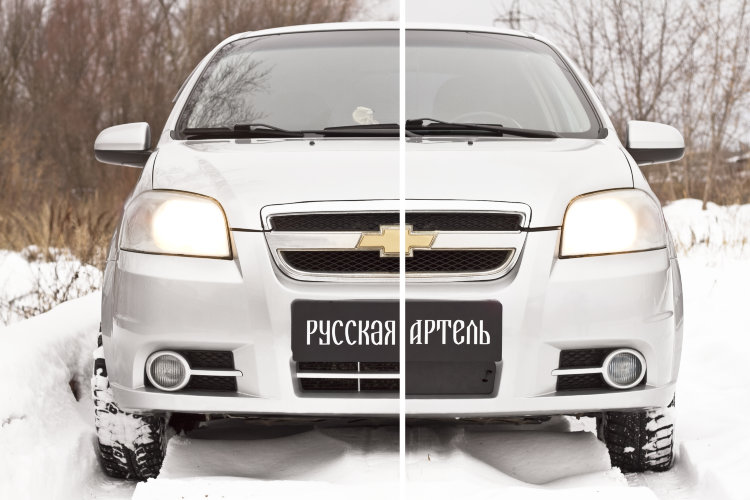 Заглушка зимняя решетки переднего бампера Русская Артель Chevrolet Aveo 2006-2011 no.761