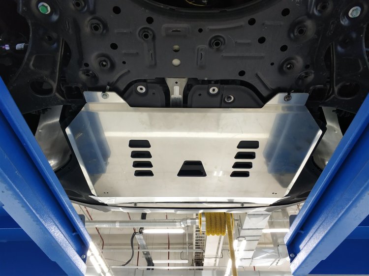 Защита картера двигателя и кпп алюминий 4 мм. АВС-Дизайн Hyundai Santa Fe 2018-2019 no.1534