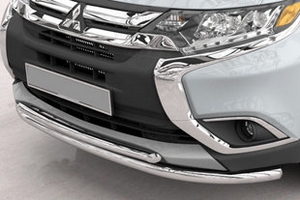 Защита переднего бампера двойная (d 60/42) Can Otomotiv Mitsubishi Outlander III 2013-2019 ― Auto-Clover