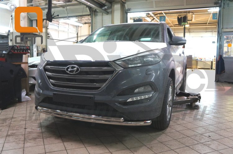 Защита переднего бампера двойная (d 60/42) Can Otomotiv Hyundai Tucson 2015-2019 no.8633