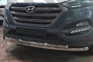 Защита переднего бампера двойная (d 60/42) Can Otomotiv Hyundai Tucson 2015-2019 ― Auto-Clover