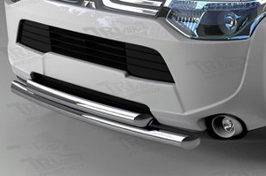Защита переднего бампера двойная (d 60/60) Can Otomotiv Mitsubishi Outlander III 2013-2019 ― Auto-Clover