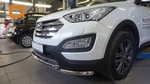 Защита переднего бампера двойная (d 60/60) Can Otomotiv Hyundai Grand Santa Fe 2013-2019