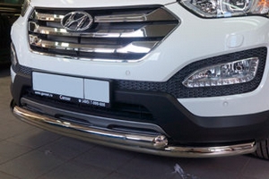 Защита переднего бампера двойная (d 60/60) Can Otomotiv Hyundai Santa Fe 2012-2018 ― Auto-Clover