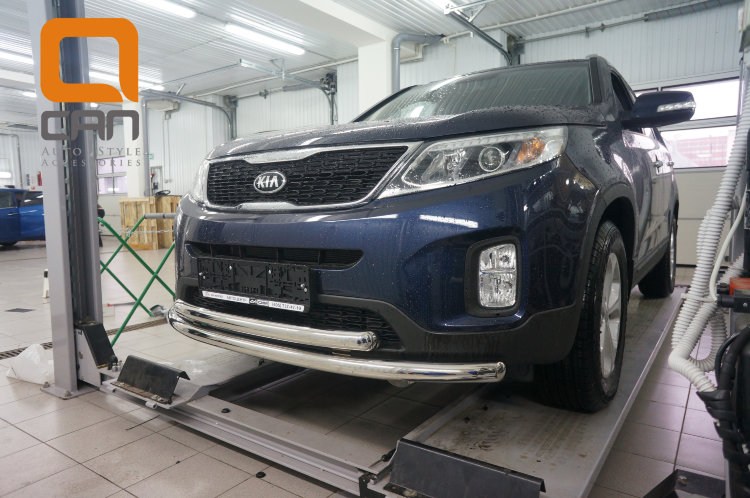 Защита переднего бампера двойная (d 60/60) Can Otomotiv KIA Sorento 2013-2017 no.11269