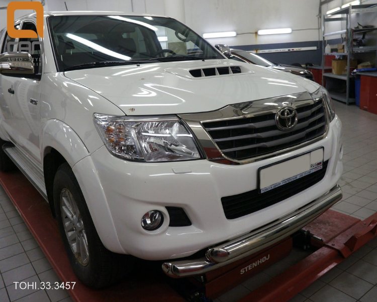 Защита переднего бампера двойная (d 76/60) Can Otomotiv Toyota Hilux 2005-2015 no.11071