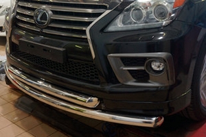 Защита переднего бампера двойная (d 76/60) Can Otomotiv Lexus LX570 2008-2019 ― Auto-Clover