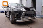 Защита переднего бампера двойная (d 76/60) Can Otomotiv Lexus LX570 2008-2019
