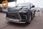 Защита переднего бампера двойная (d 76/60) Can Otomotiv Lexus LX570 2008-2019