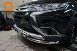Защита переднего бампера двойная Shark (d 60/42) Can Otomotiv Mitsubishi Outlander III 2013-2019
