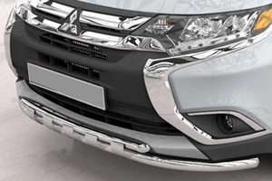 Защита переднего бампера двойная Shark (d 60/42) Can Otomotiv Mitsubishi Outlander III 2013-2019 ― Auto-Clover
