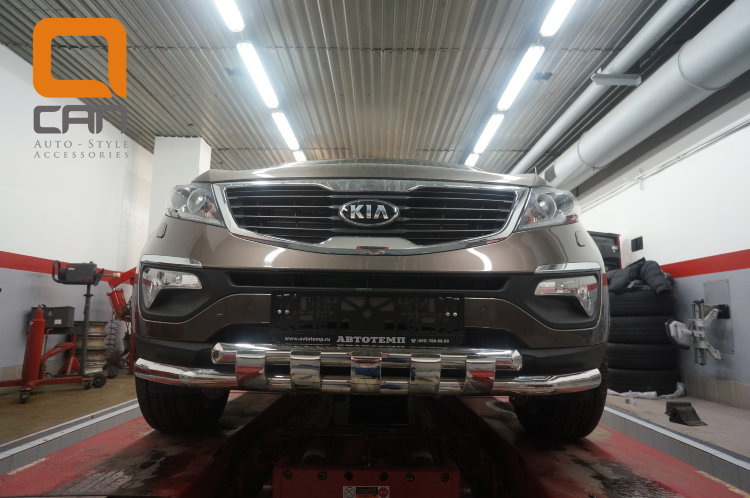 Защита переднего бампера двойная Shark (d 60/60) Can Otomotiv KIA Sportage 2010-2015 no.11257