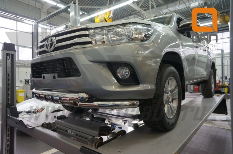 Защита переднего бампера двойная Shark (d 76/76) Can Otomotiv Toyota Hilux 2015-2019 no.11063