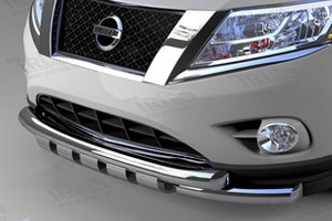Защита переднего бампера двойная Shark (d 76/76) Can Otomotiv Nissan Pathfinder 2014-2019 ― Auto-Clover