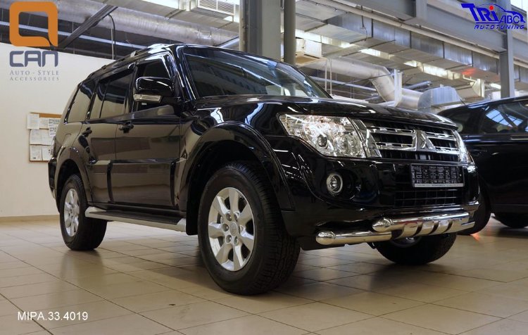 Защита переднего бампера двойная Shark (d 76/76) Can Otomotiv Mitsubishi Pajero IV 2006-2019 no.11095