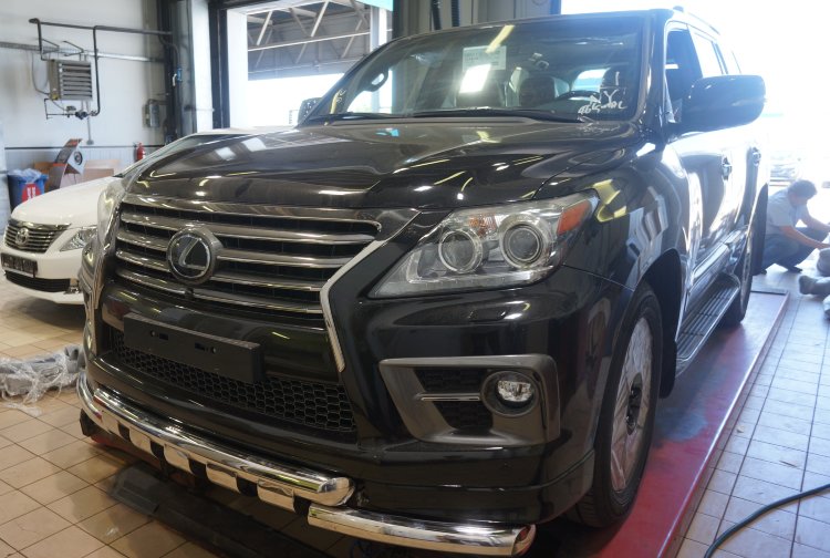 Защита переднего бампера двойная Shark (d 76/76) Can Otomotiv Lexus LX570 2008-2019 no.11142