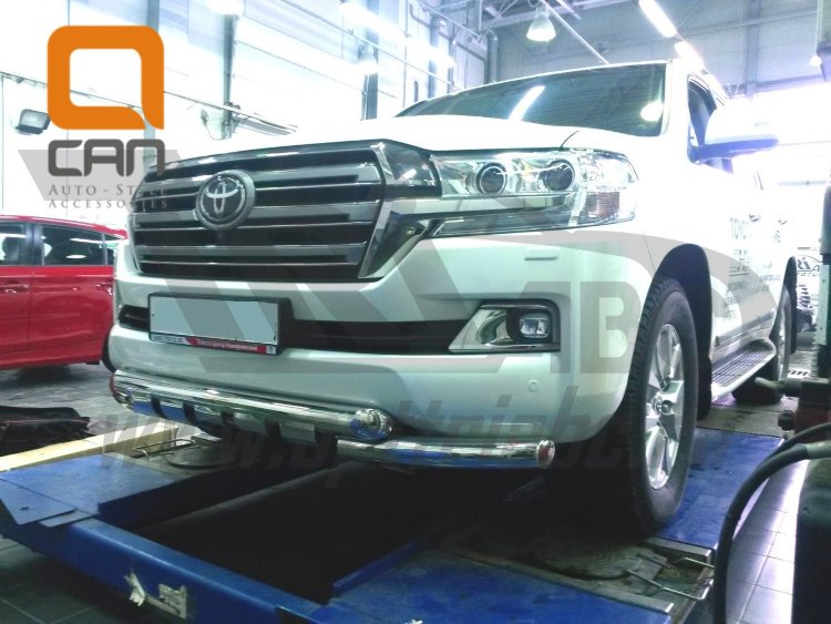 Защита переднего бампера двойная Shark (d 76/76) Can Otomotiv Toyota Land Cruiser 200 2007-2019 no.8601